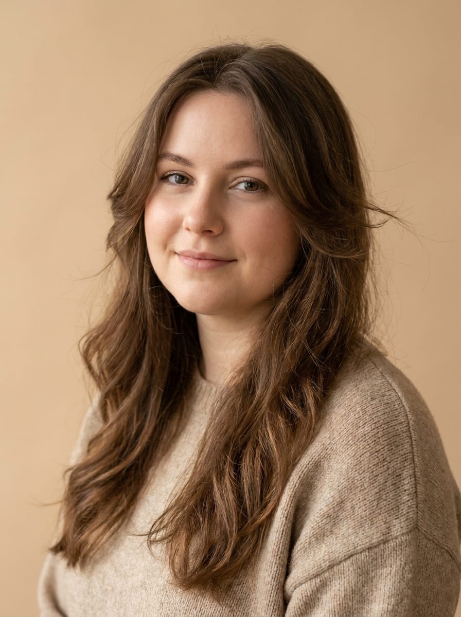 Lange Haare mit Face Framing - Frisur rundes Gesicht